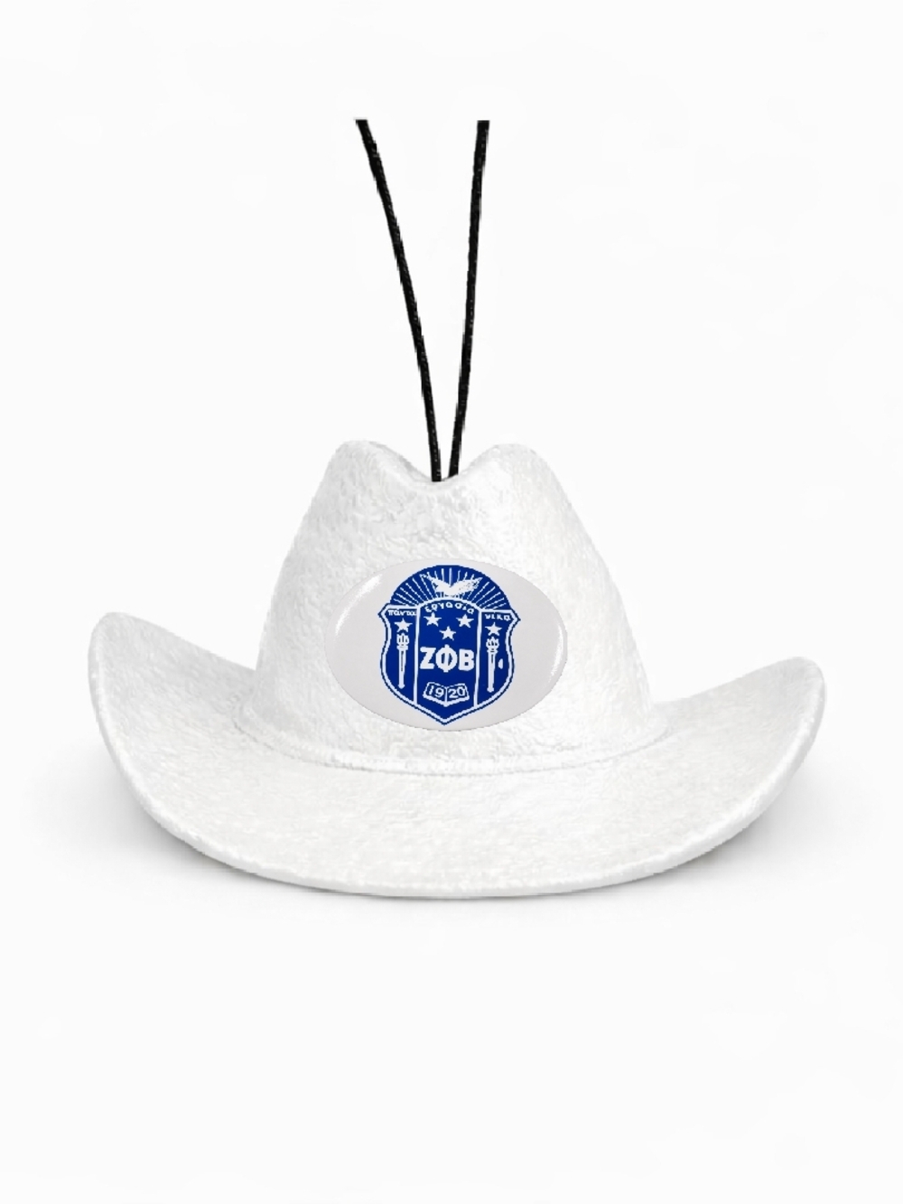 White Cowboy Hat with Blue ZΦB Crest